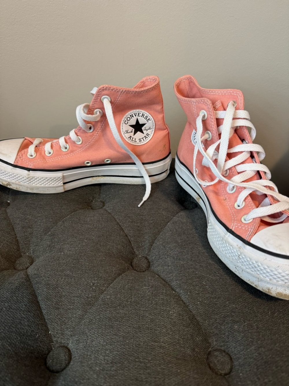 Converse Pink High Top Sneakers with White Soles